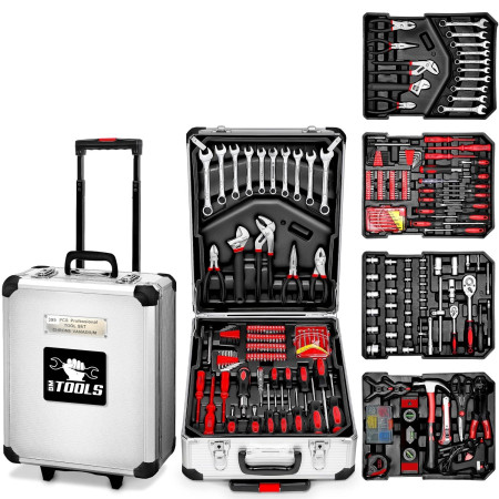 Boite à Outils 399 pièces BM TOOLS BMT-399-PCS en Chrome Vanadium | avec mallette en aluminium et poignée télescopique