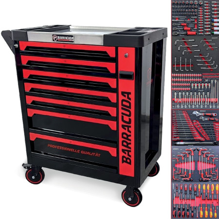 Servante d?atelier/ Chariot Barracuda Tools CUDA Max XXL 8 tiroirs 7 outillés, 4 roues, 2 freins, Chariot MECANICIEN,...
