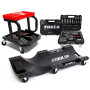 Tabouret Roulant BM TOOLS, Plateau Outils de Rangement avec Chariot de visite et Coffret 108 outils, PACK Garagiste, ...