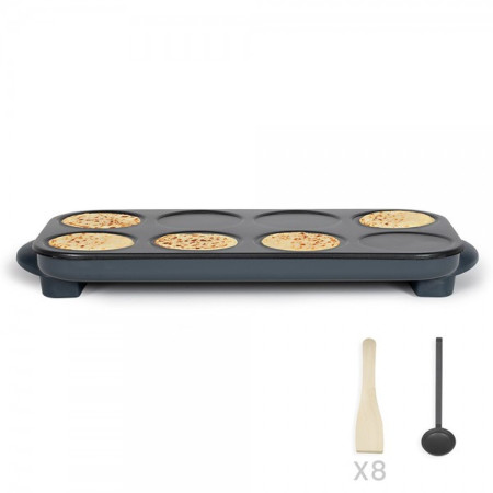 Crêpière Livoo Maxi crêpes party DOC186G 8 mini crêpes Ø 12 cm, 1500W, accessoires inclus coloris Gris
