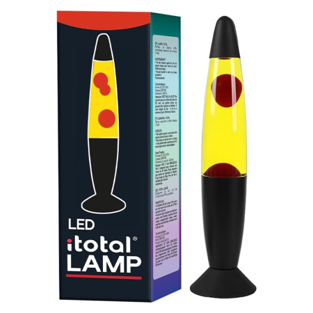 I-TOTAL® - Lampe à lave LED avec résistance chauffe cire, sans ampoule (ROUGE, BASE NOIRE, CIRE BLANCHE) [Classe énergétique G]