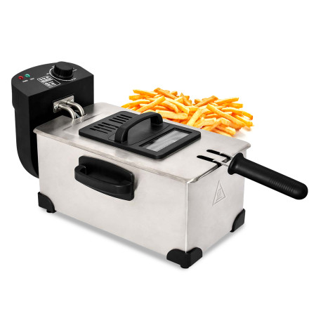 Friteuse Dolce Casa DC-FR-3L-INOX Capacité de 3L, 2000W, Thermostat Réglable (120-190°C), Facile à Nettoyer