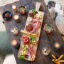 Livoo - maxi planche apéritive MES151 - Acacia FSC, 75 * 19,5 cm, pieds en bois, ideale pour présenter apéritif