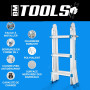 BM TOOLS BMT-4X3-EXT Aluminium Telescopische Ladder - tot 2.9 Meter. Multifunctioneel Opvouwbaar - tot 150kg - Geleed