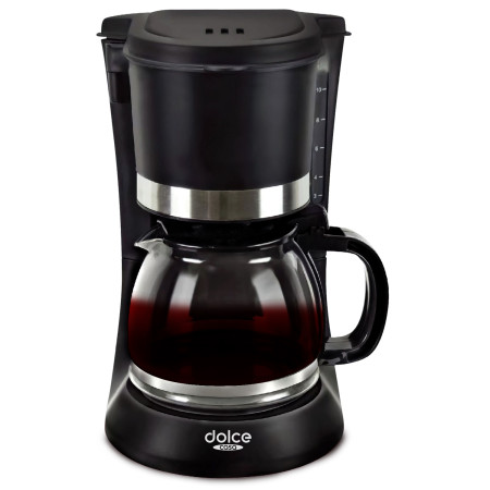 Cafetière 1,2L - 8-12 Tasses 900W - Dolce Casa DC-CAF-8-12-N - Filtre amovible - Fonction maintien au chaud - Noir Mat