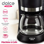 Cafetière 1,2L - 8-12 Tasses 900W - Dolce Casa DC-CAF-8-12-N - Filtre amovible - Fonction maintien au chaud - Noir Mat