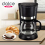 Cafetière 1,2L - 8-12 Tasses 900W - Dolce Casa DC-CAF-8-12-N - Filtre amovible - Fonction maintien au chaud - Noir Mat