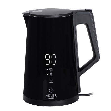 Adler AD 1345 - Bouilloire électrique noire avec affichage LED et régulation de température 1,7 L STRIX