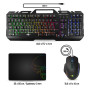 Pack gaming Clavier, Souris et tapis PRO-MK5 rétro éclairé RGB - Souris 7 boutons 6200 dpi - Clavier Semi-méca
