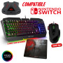 Pack Clavier semi mécanique Pro-K5, souris RGB et tapis PRO pour console Switch - Convertisseur inclus