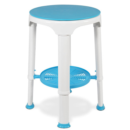 Aidapt VB511RT - Tabouret de Douche Rond avec siège Rotatif et étagère de Rangement. Pieds antidérapants, Plastique léger