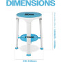 Aidapt VB511RT - Tabouret de Douche Rond avec siège Rotatif et étagère de Rangement. Pieds antidérapants, Plastique léger