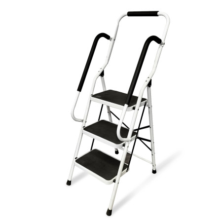 Escabeau avec main courante BM TOOLS BMT-ESC-3-MC, 3 marches - Échelle multi-usage intérieur et à l'extérieur