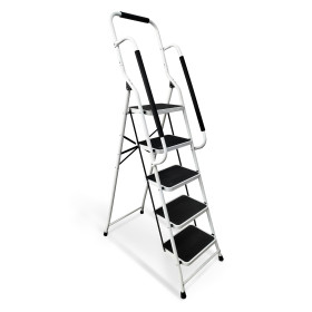 Escabeau avec main courante BM TOOLS BMT-ESC-5-MC, 5 marches - Échelle multi-usage intérieur et à l'extérieur