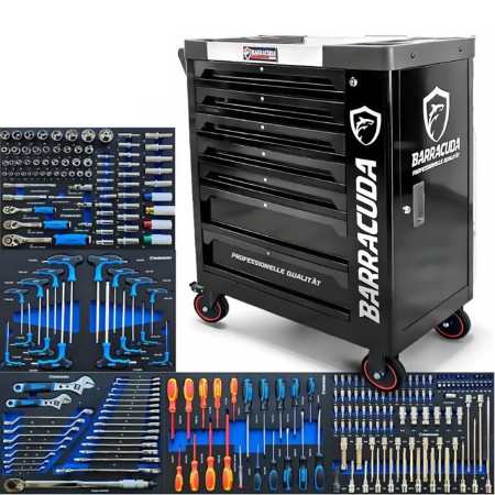 Servante d'atelier Barracuda Tools Dynamic+ 7 tiroirs dont 5 outillés - Black Edition, Clé dynamométrique, Cliquets, Douilles