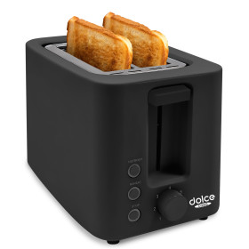 Grille-pain Toaster Dolce Casa DC-GP-2 T-DGL-N - 700W, 2 tranches, Décongélation,Thermostat, tiroir à miettes, Noir Mat