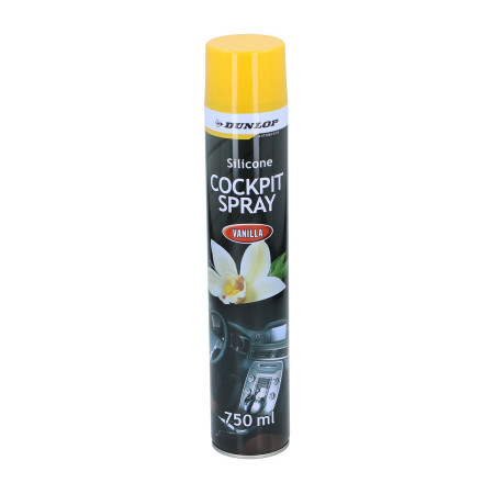 Spray Cockpit 750ml Vanille DUNLOP - Nettoyant & Protecteur Intérieur, Parfum Vanille Longue Durée, Fini Brillant & Frais
