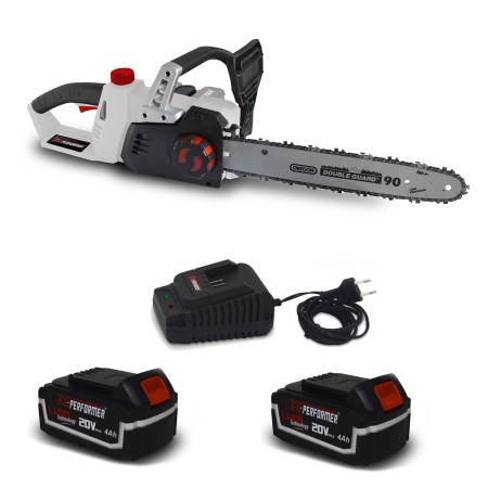 Tronçonneuse 40V (2x20V) X-Performer XPTRO40LI-2B - Double Sécurité - Graissage Auto + 2 Batteries 4 Ah - chargeur