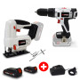 Perceuse visseuse percussion 20V X-Performer XP2CID20LI + Scie sauteuse XPJS20LI - Bois-Acier + 2 Bat. 2 Ah et chargeur