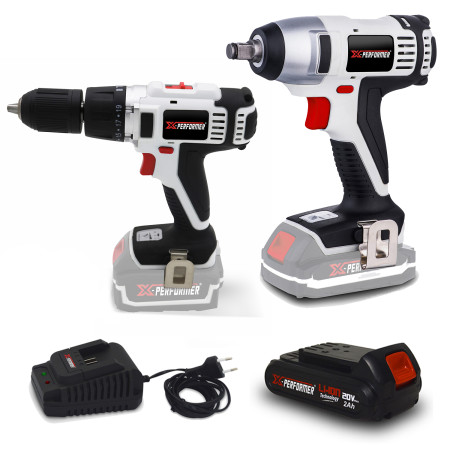 Perceuse visseuse percussion + Bouloneuse 20V LITHIUM X-Performer XP2CID20LI - Mandrin Auto + Batterie 2 Ah et chargeur