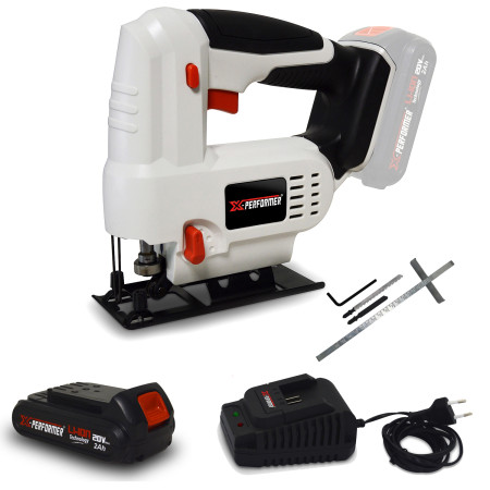 Scie sauteuse pendulaire à batterie 20V - X-Performer XPJS20LI - Incli. 0-45° - Bois-Acier + Batterie 2 Ah et chargeur