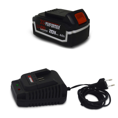 Batterie CONCEPT 20V Lithium 4 Ah compatible pour la gamme d'outils Electro-portatifs X-PERFORMER + Chargeur unclus