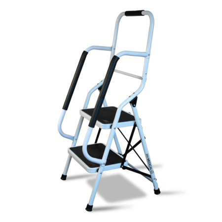 Escabeau Bm Médical ESC-2-MC avec main courante, 2 marches - Échelle multi-usage Bricolage intérieur et à l'extérieur