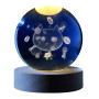 Boule de verre I-Total XL2719 3D avec LED RGB effet au plafond veilleuse pour enfants, lampe de nuit, base en bois, design CAT