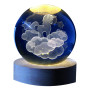 Boule de verre 3D avec LED RGB effet au plafond, veilleuse pour enfants, lampe de nuit avec base en bois, thème fantastique