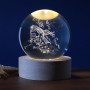 Boule de verre 3D avec LED RGB I-Total XL2721 effet au plafond, veilleuse, lampe de nuit avec base en bois, thème Unicorn