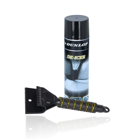 DUNLOP Kit Dégivreur 600ml & Grattoir 2-en-1 28cm - Dégivrage Rapide Vitres Auto, Poignée Ergonomique, Anti-Givre