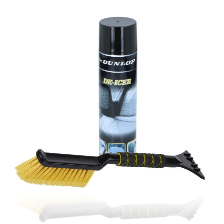 DUNLOP Kit Dégivreur 600ml & Grattoir Brosse 40cm - Dégivrage Rapide Vitres Auto, Poignée Ergonomique, Anti-Givre