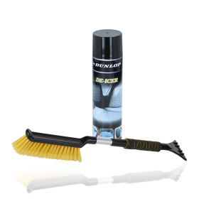 DUNLOP Kit Dégivreur 600ml & Grattoir Télescopique Brosse - Dégivrage Rapide Vitres Auto, Poignée Antidérapante Hiver