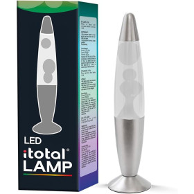 Lampe à lave LED avec résistance chauffe cire, sans ampoule (CHANGE COULEURS RGB, BASE ARGENT)