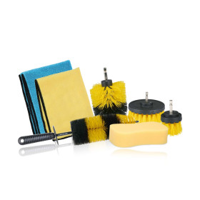 DUNLOP Kit de Nettoyage Roue pour Voiture 7 Pièces - Brosse Jantes, Éponge XL, 2 Microfibre 300gsm, Nettoyage Voiture