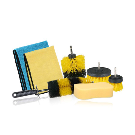 DUNLOP Kit de Nettoyage Roue pour Voiture 7 Pièces - Brosse Jantes, Éponge XL, 2 Microfibre 300gsm, Nettoyage Voiture