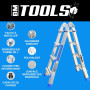 Echelle télescopique de BM TOOLS BMT-4X4-EXT en Aluminium - jusqu'à 4 Mètres, Multi-usages Pliable - jusqu'à 150kg - ...