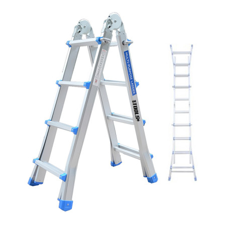 Echelle télescopique de BM TOOLS BMT-4X4-EXT en Aluminium - jusqu'à 4 Mètres, Multi-usages Pliable - jusqu'à 150kg - ...