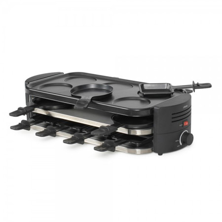Appareil à Raclette DOC337, Pizzas & Crêpes 8 personnes, 1600 W, Noir