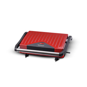 Panini Grill Rouge 750 W avec pieds anti dérapant, Plaque grill anti-adhésive - Techwood TPG-755