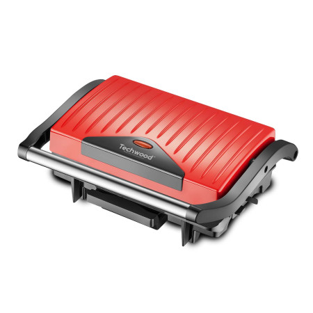Techwood TGD-015 - Panini Grill 1500 W rouge avec plaque anti-adhésive, Cuisson double face