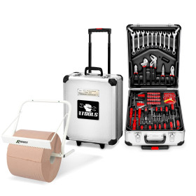 Boite d' Outils 399 pièces BM TOOLS BMT-399-PCS en Chrome Vanadium avec mallette en ALU et poignée, avec Distributeur de papier