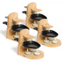 4 Supports Raclette à la bougies Livoo, 4 personnes, Beige (support bois)