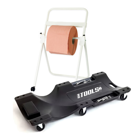Chariot de visite BM TOOLS Mécanicien Garagiste, pour vidange véhicule, roulettes pivotantes avec Dévidoir de papier