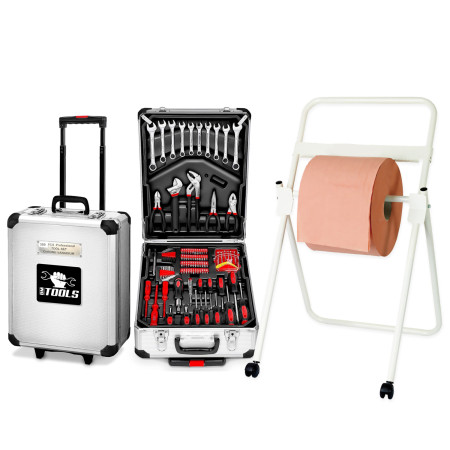 Boite d' Outils 399 pièces BM TOOLS BMT-399-PCS en Chrome Vanadium avec mallette en ALU et poignée, avec Dévidoir de papier