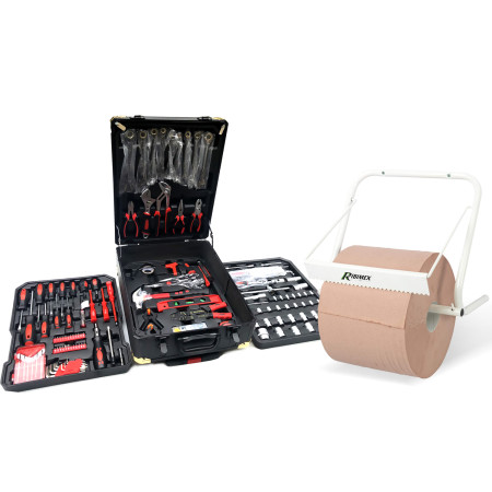 Caisse à outil 326 pièces Kraft Müller, valise avec Clés, Pinces, cliquets, Torx, Tournevis, avec Distributeur mural de papier