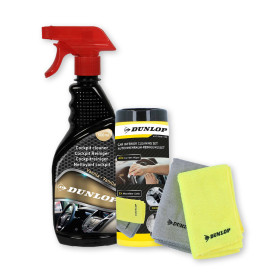 Pack Nettoyant Cockpit Vanille 500ml et Chiffon Microfibre DUNLOP - Tableau de Bord Voiture , Parfum Longue Durée, Entretien