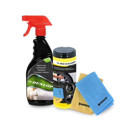 Pack Lingettes Microfibre 35x35cm et Hydro Wax 500ml DUNLOP - Nettoyage & Protection Auto, Cire Brillance, Sans Traces