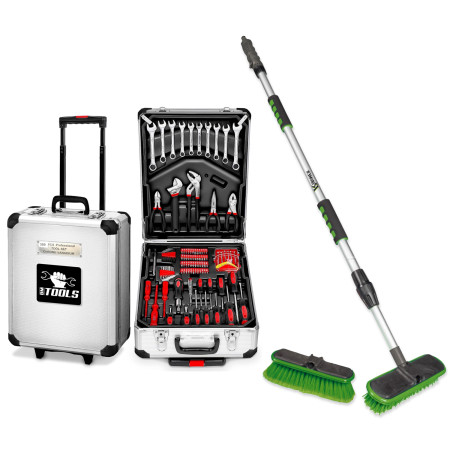 Boite à Outils 399 pièces BM TOOLS BMT-399-PCS en Chrome Vanadium | avec mallette en ALU, Balai brosse de nettoyage à eau