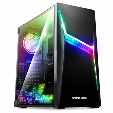 Boîtier PC Gamer Spirit of Gamer CLONE 4, Verre trempé, RGB, ATX / Micro-ATX / Mini-ITX